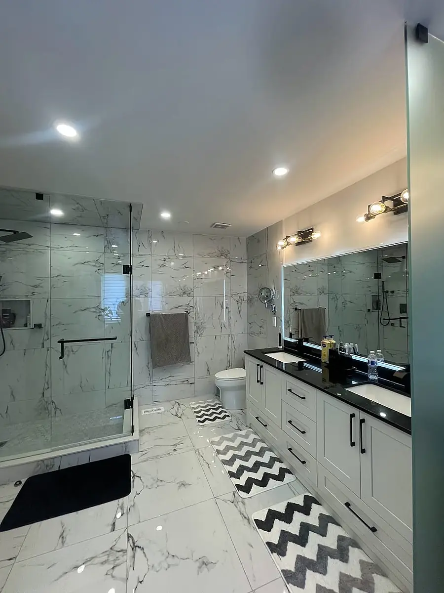 Ensuite with frameless glass shower